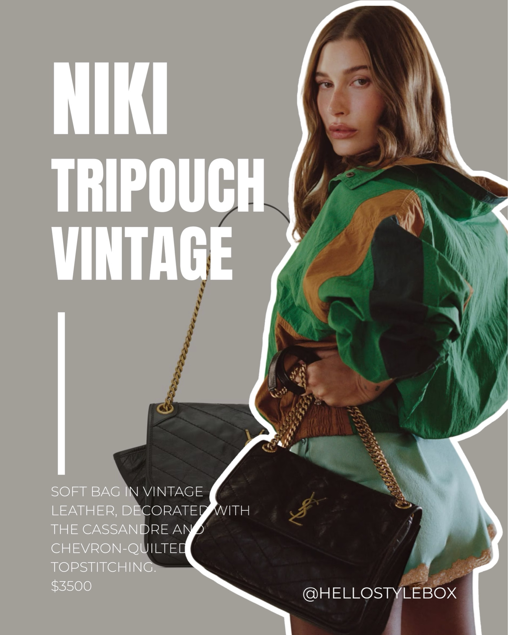 Saint Laurent x Hailey Bieber
 Niki Tripouch Vintage 


#LTKeurope #LTKbag
