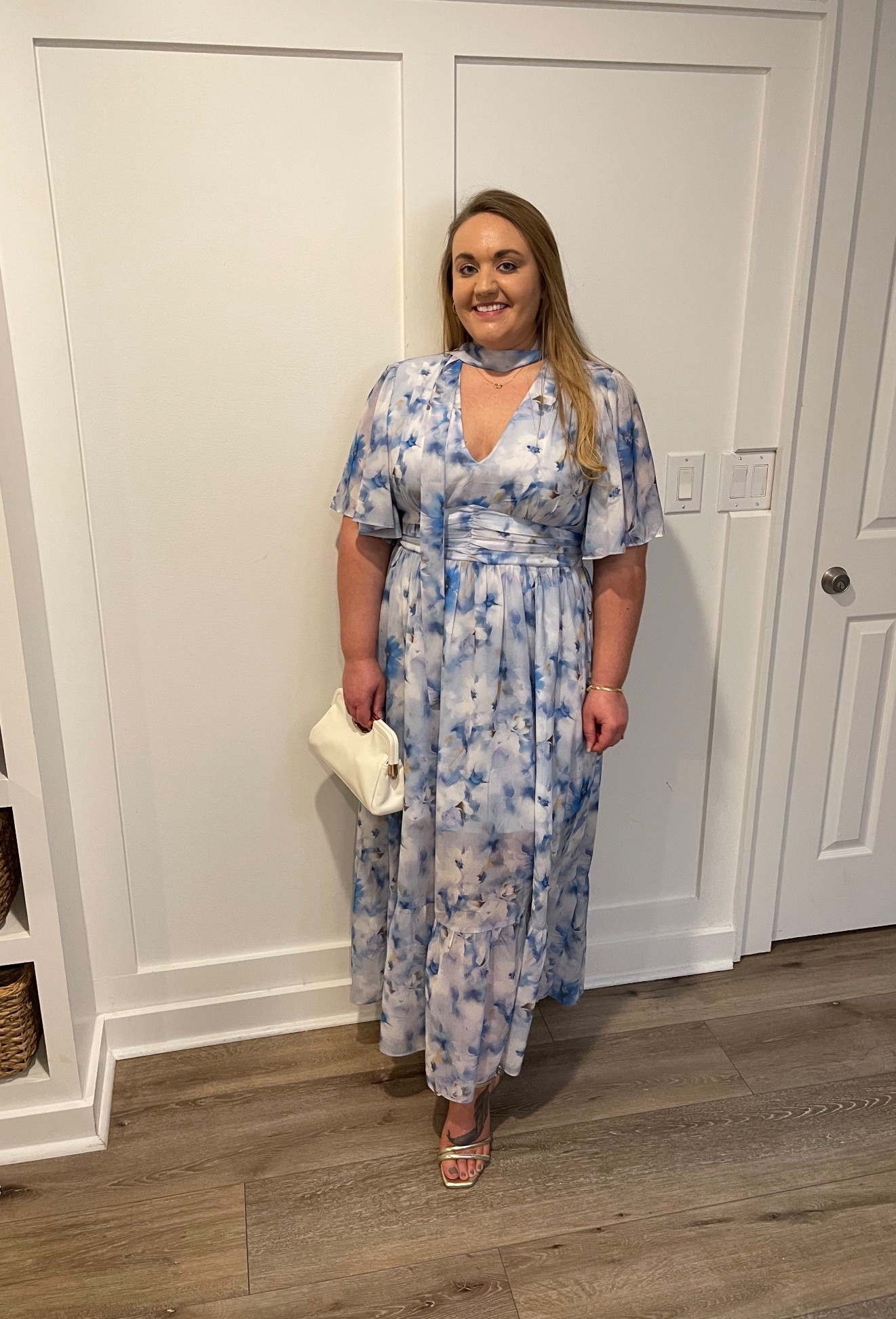 Maxi dress, floral dress, flutter sleeve dress, Amazon dress, beach vacation, dinner dress, date night, blue and white dress, wedding guest dress, garden party

#LTKMidsize #LTKFindsUnder50 #LTKTravel