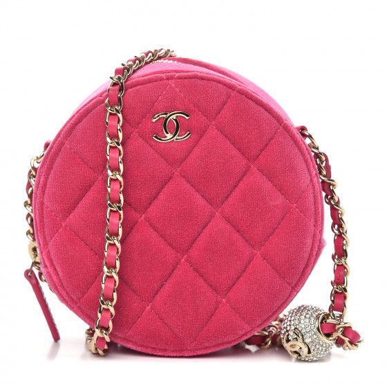 CHANEL

Velvet Round Quilted Pearl Crush Clutch With Chain Pink | Fashionphile