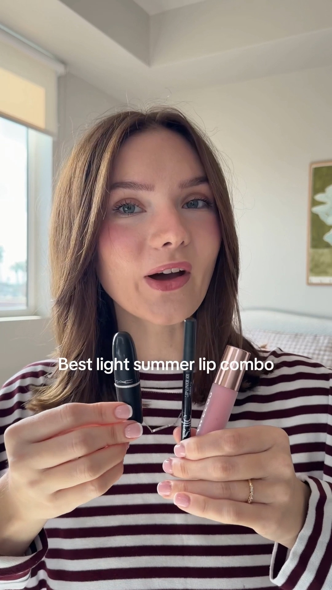 Saie liner in twist, Mac lipstick in angel and lawless gloss in strawberry milkshake! 

#LTKBeauty #LTKU #LTKFindsUnder100