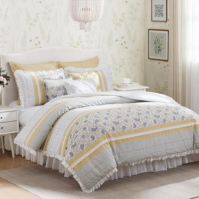 Madison Park Dawn 100% Cotton Shabby Chic Comforter Set-Modern Cottage Design All Season Down Alt... | Amazon (US)
