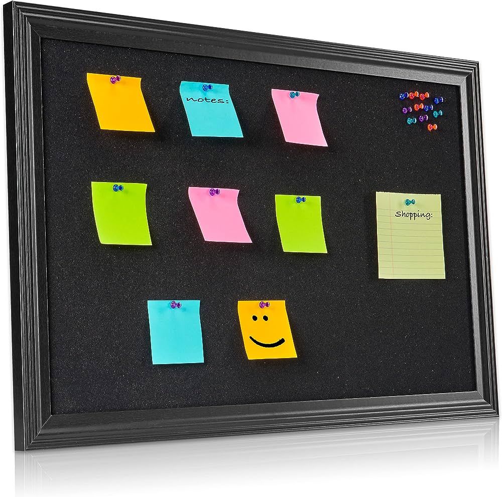Products Black Cork Board - 30" x 20" Large, Framed Bulletin Boards for School, Home, Kitchen & O... | Amazon (US)