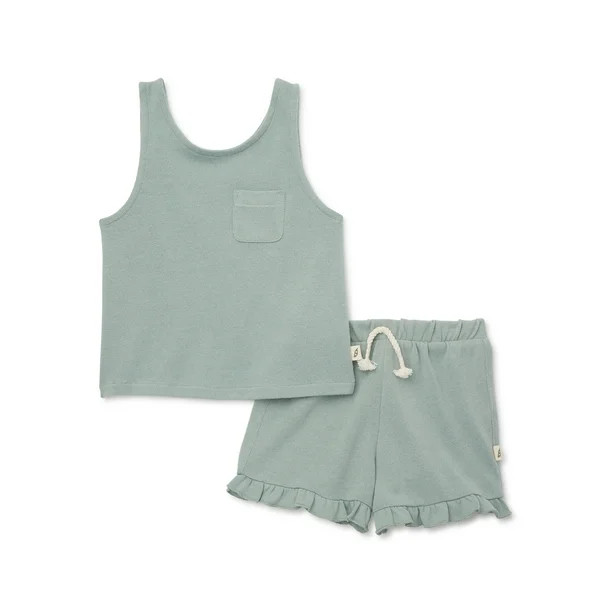 easy-peasy Baby and Toddler Girls Pocket Tank Top and Ruffle Short Sets, 2-Piece, Sizes 12M-5T - ... | Walmart (US)