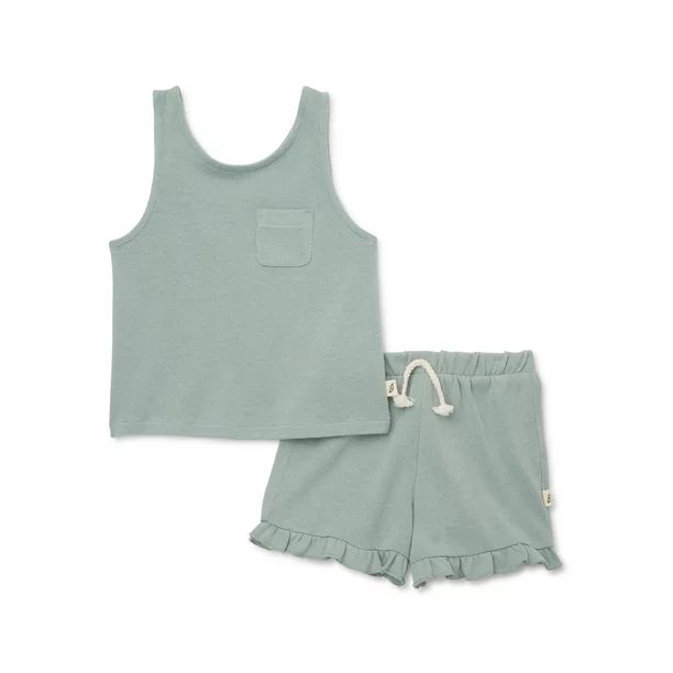 easy-peasy Baby and Toddler Girls Pocket Tank Top and Ruffle Short Sets, 2-Piece, Sizes 12M-5T - ... | Walmart (US)