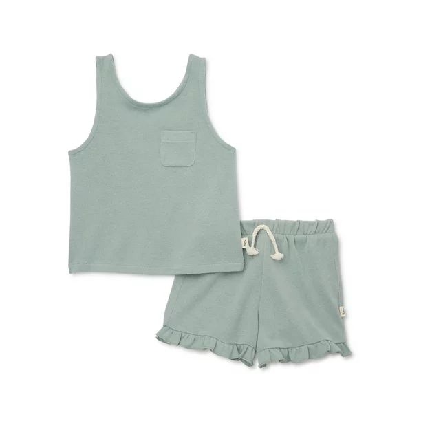 easy-peasy Baby and Toddler Girls Pocket Tank Top and Ruffle Short Sets, 2-Piece, Sizes 12M-5T | Walmart (US)