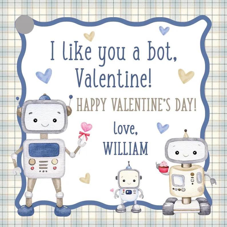 Robot Valentines for Kids | I Like You a Bot | Classroom Valentine Tags | Etsy (US)