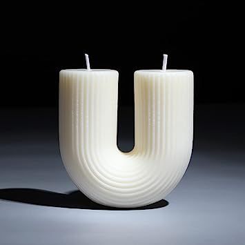 Amazon.com: U Shaped Candle White Ribbed Candle Soy Wax Scented Decorative Candles Minimalist Geo... | Amazon (US)