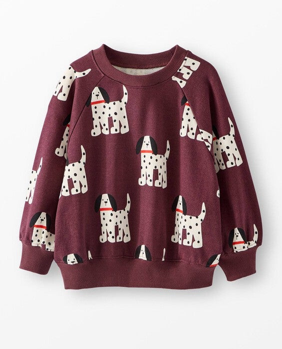 Girls' & Boys' Jack The Dalmatian On Eggplant French Terry Bubble Sweatshirt in - Size Little Kids 4 by Hanna Andersson | Hanna Andersson
