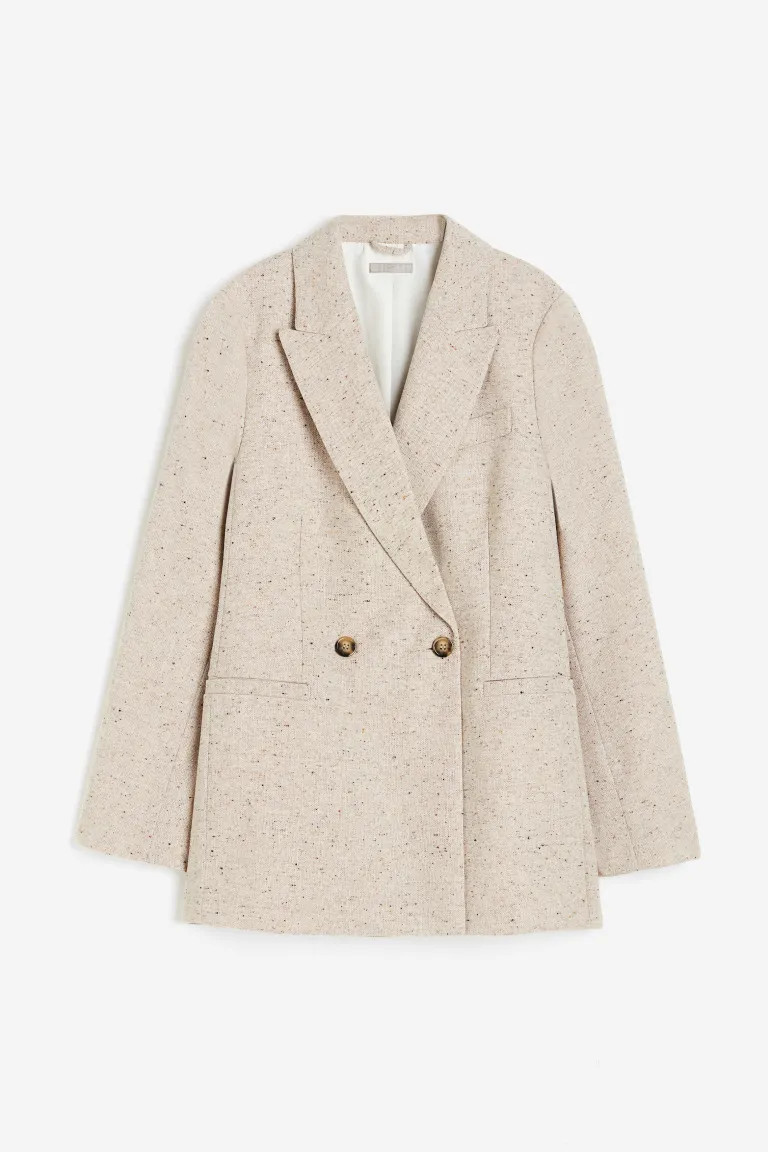 Oversized Double-breasted Blazer - Beige - Ladies | H&M US | H&M (US + CA)