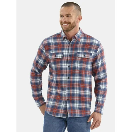 George Men's Flannel Shirt with Long Sleeves, Sizes XS-3XLT | Walmart (US)