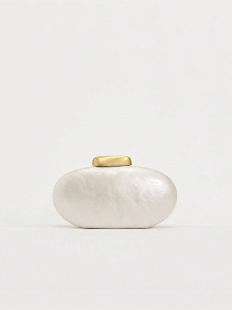 Egg Shape Ivory Clutch Bag Acrylic Purse For Women Luxury Wedding Evening Party Purse Handbag Sum... | SHEIN