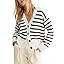 Saodimallsu Womens Striped Cardigan Sweaters V Neck Button Down Long Sleeve Open Front Ribbed Kni... | Amazon (US)