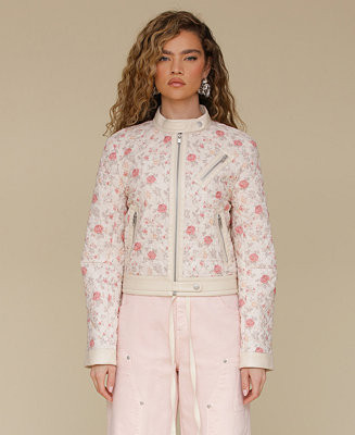 Avec Les Filles Women's Quilted Cropped Moto Jacket - Macy's | Macy's