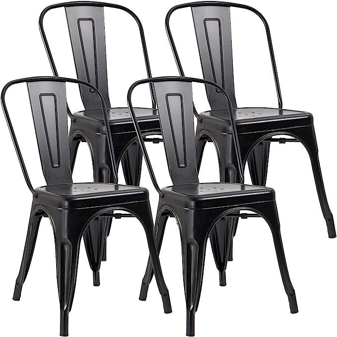 JUMMICO Metal Dining Chair Stackable Indoor-Outdoor Industrial Vintage Chairs Bistro Kitchen Cafe... | Amazon (US)