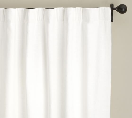 Emery Linen/Cotton Pole-Pocket Curtain - White | Pottery Barn (US)