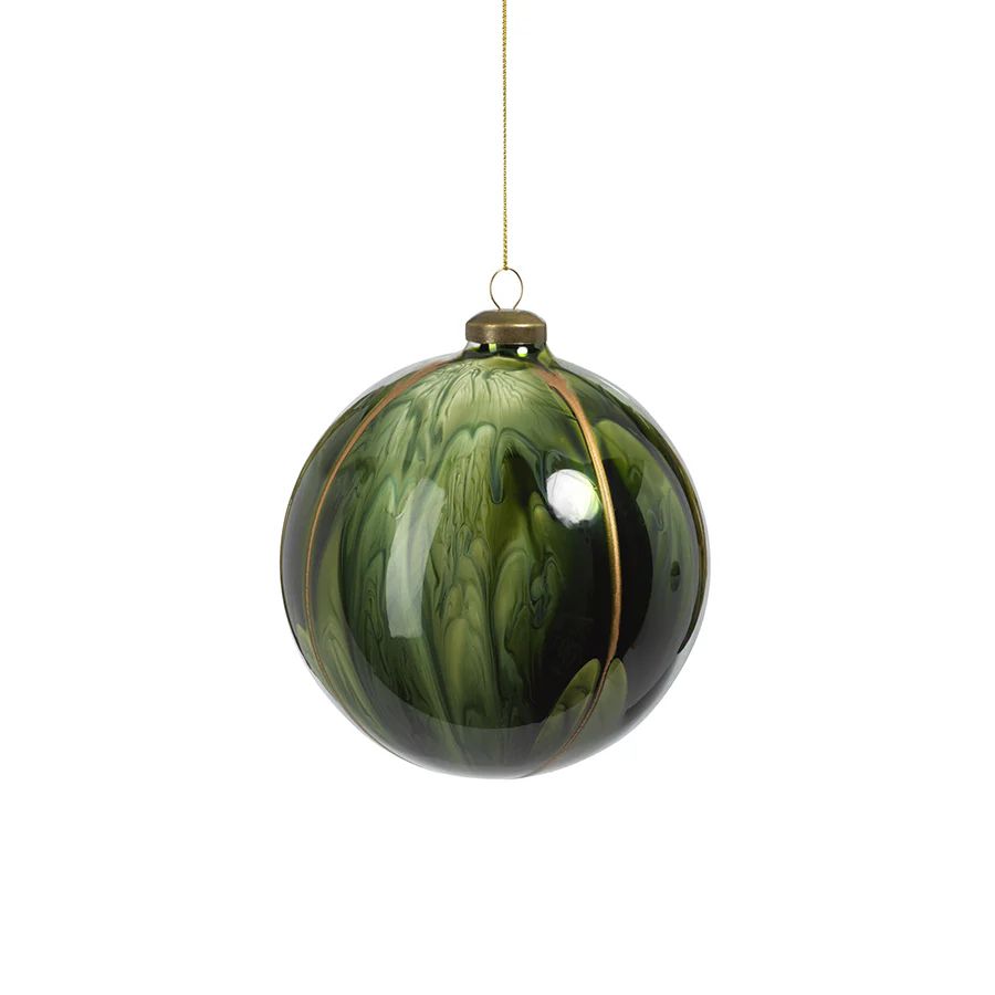 Water Color Glass Ornament - Shiny Green | Burke Decor