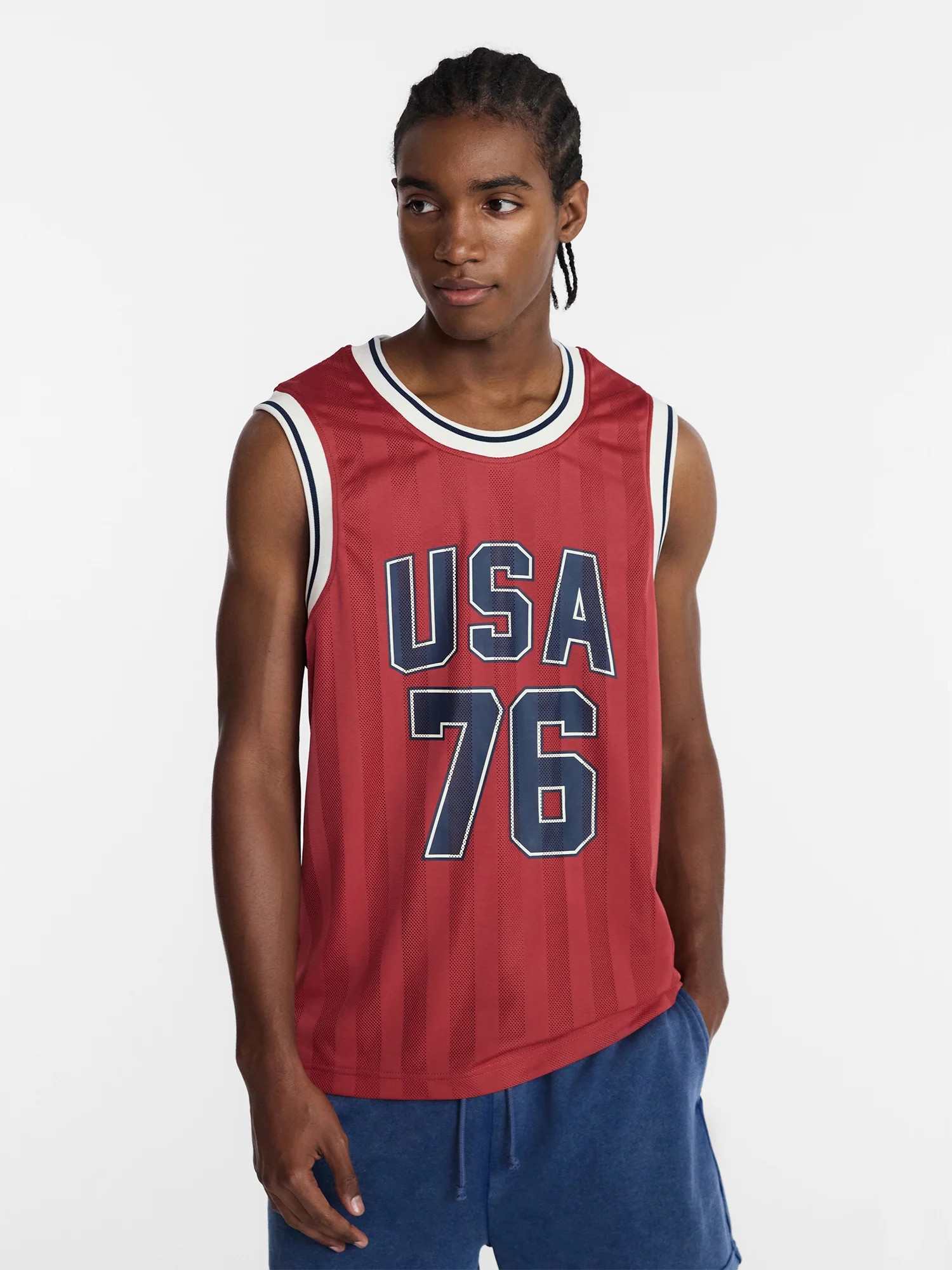 No Boundaries USA Vertical Stripe Mesh Tank Top, Men's XS-4XLT - Walmart.com | Walmart (US)