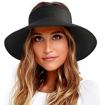 FURTALK Sun Visor Hats for Women Wide Brim Straw Roll-Up Ponytail Summer Beach Hat UV UPF Packabl... | Amazon (US)