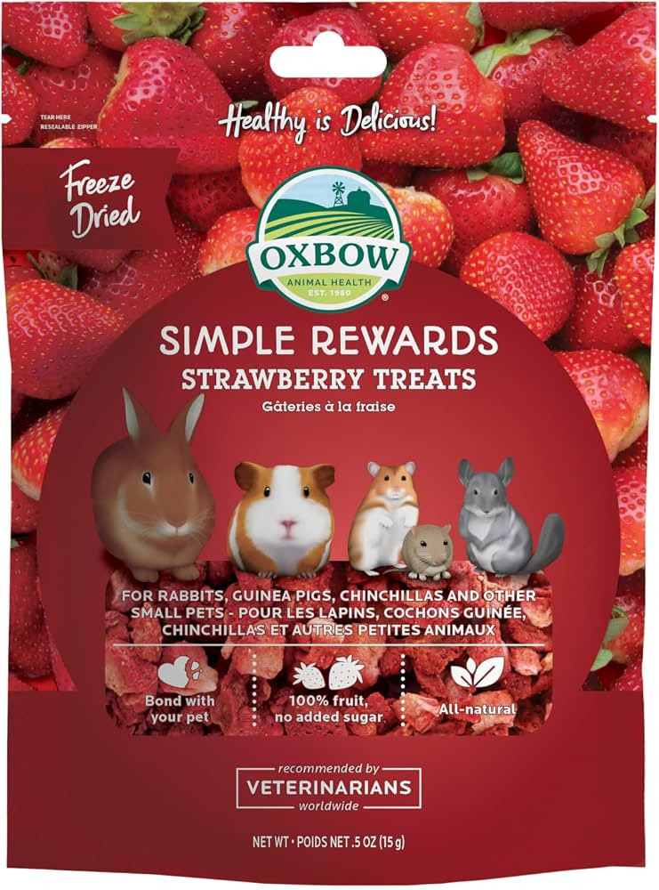Oxbow Simple Rewards Rabbit Treats & Guinea Pig Treats, Strawberry, 0.5 oz | Amazon (US)