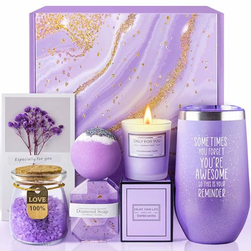 Gifts for Women, Mom, Wife, Girlfriend, Sister, Her - Happy Birthday, Christmas, Valentine's Day, Mothers Day Gifts - Lavender Spa Gift Basket Set | Amazon (US)