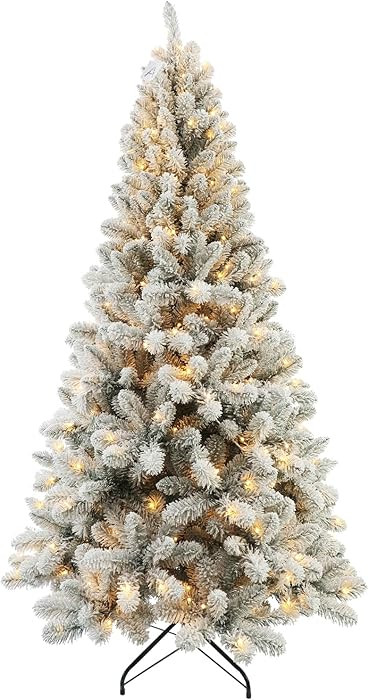 Prelit Christmas Tree with Lights 6ft - Premium Snow Flocked Artificial Xmas Tree,with 874 Branch... | Amazon (US)
