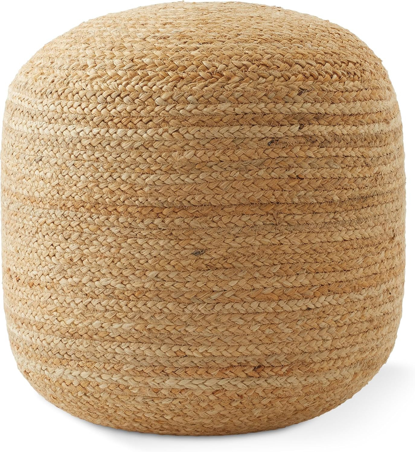 Casafield Hand-Braided Jute Pouf Ottoman Footrest, 18" W x 18" D x 18" H - Round, Natural Woven Boho Floor Cushion, Home Decor for Living Room | Amazon (US)
