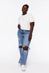 Plus Size Destroyed 90s-Fit Jeans | Forever 21 (US)