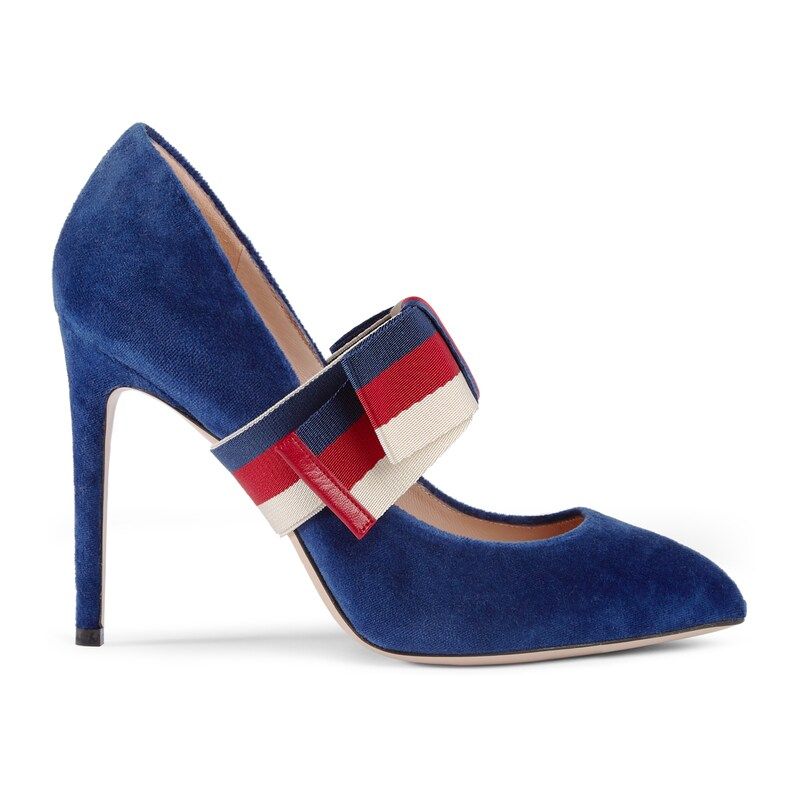 Velvet pump with removable Sylvie bow | Gucci (US)