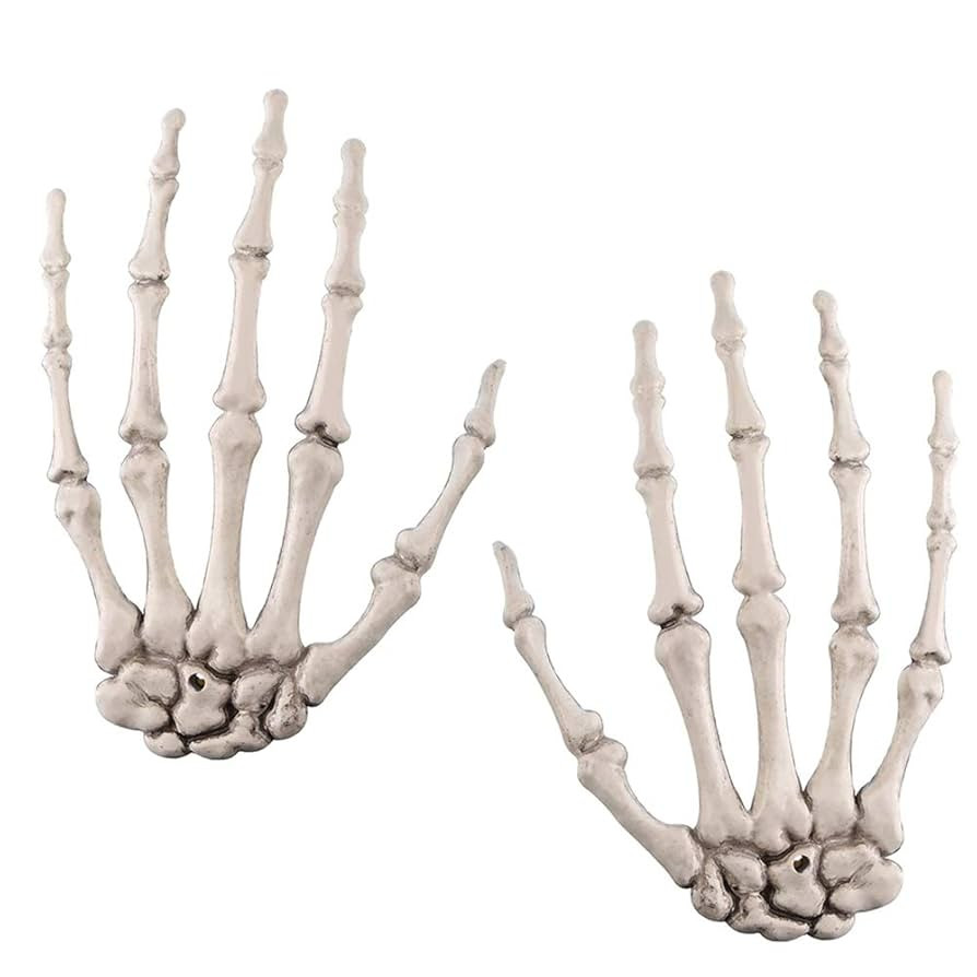 2 Pack Halloween Skeleton Hands Realistic Life Size Severed Plastic Skeleton Hands for Halloween ... | Amazon (US)