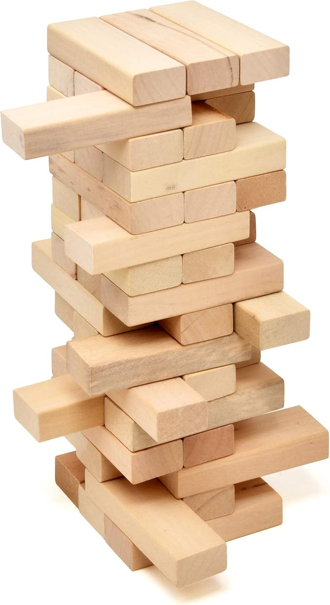 Timber Tower Wood Block Stacking Game, 48 Piece Classic Wooden Blocks for Building, Toppling and ... | Amazon (US)