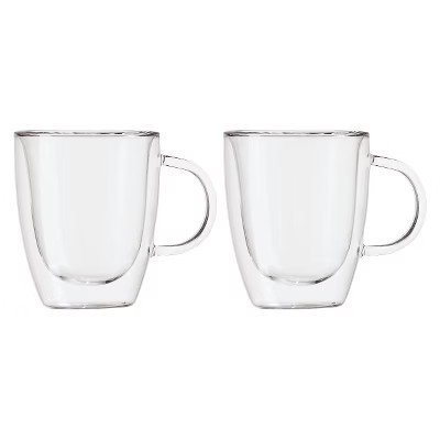 Oggi 12oz 2pk Double Wall Glass Mugs | Target