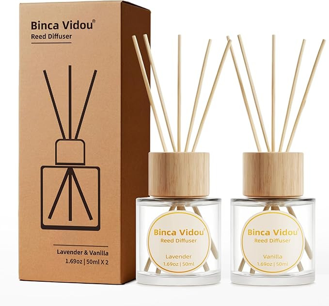 Reed Diffuser Set, Binca Vidou Lavender & Vanilla Natural Scent Oil Diffusers with Sticks for Hom... | Amazon (US)