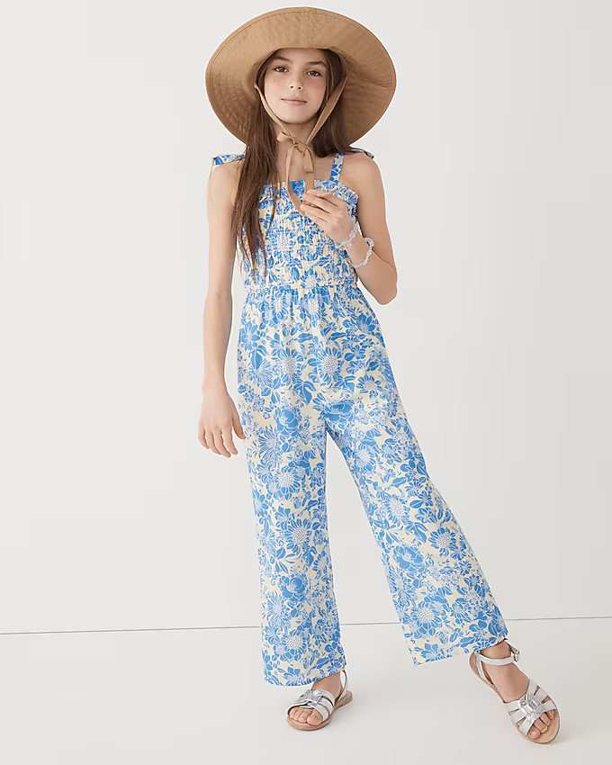 Girls' tie-shoulder jumpsuit in floral | J. Crew US