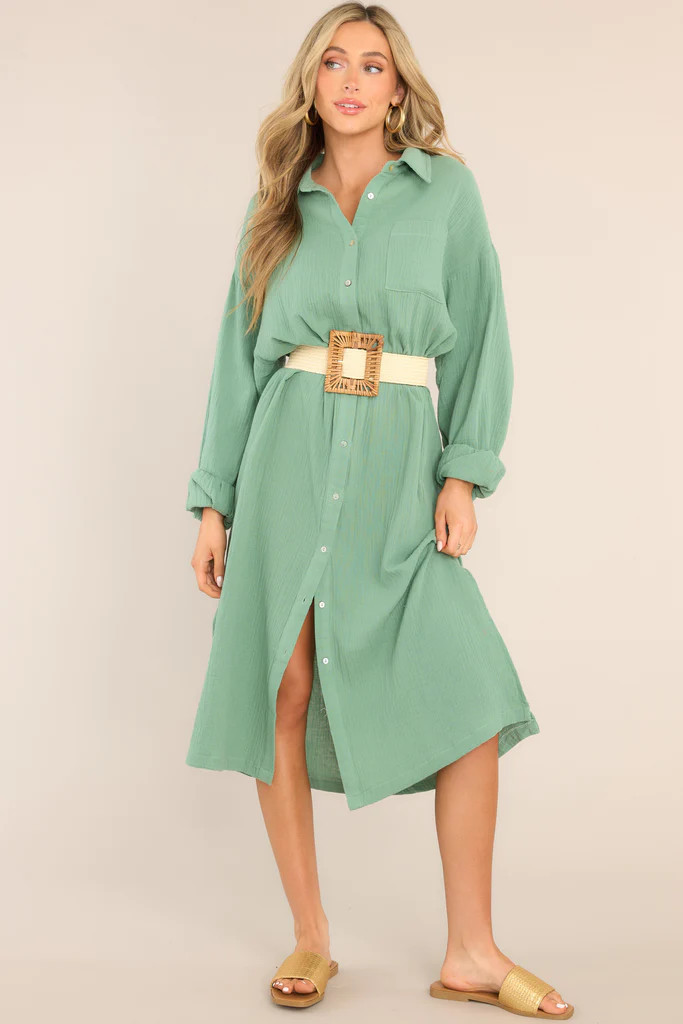 Somewhere Up Above Sage Cotton Midi Dress | Red Dress 