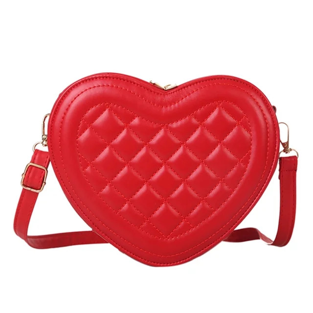 Yucurem Classic Rhombic Pattern Heart Shaped Shoulder Bag, Women Pure Color PU Crossbody Handbag ... | Walmart (US)