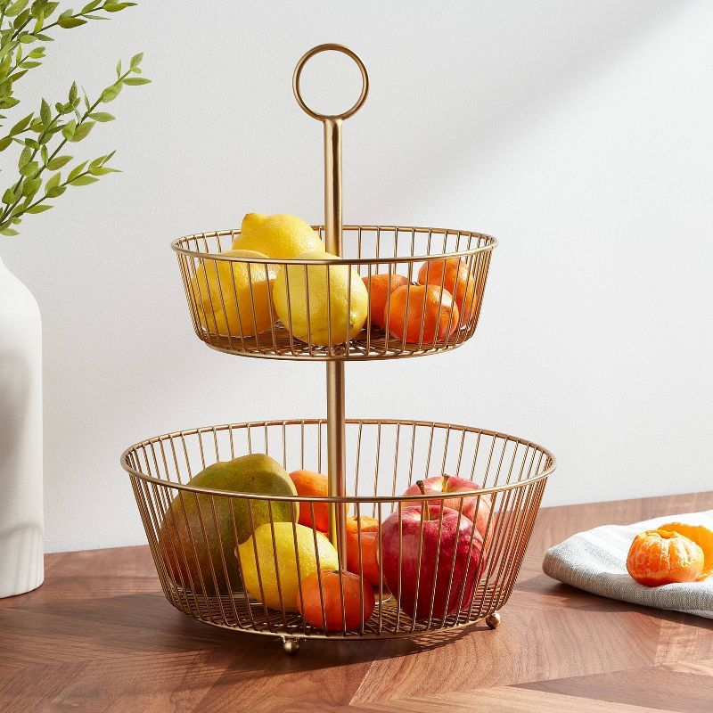 Delavan Collection Metal Wire Fruit Basket Gold - Threshold™ | Target