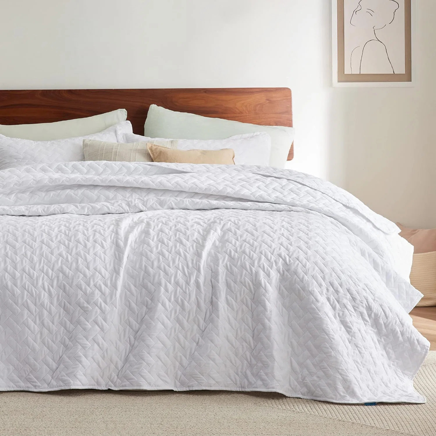 Best Seller Quilted Blanket - Textured Weave Pattern, Airy Lightweight Bed Covering,85gsm | Wayfair North America