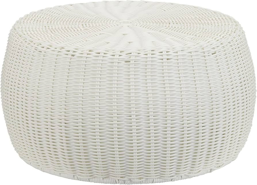 Resin Wicker Storage Stool or Side Table, White | Amazon (US)