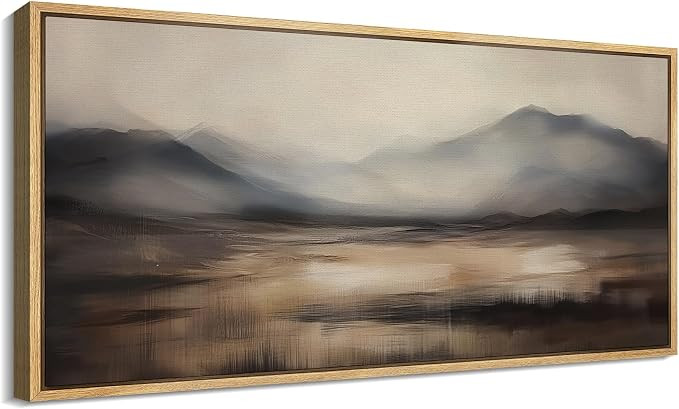 SIGNFORD Extra Large Framed Canvas Print Wall Art Neutral Mountain Landscape Serene Watercolor St... | Amazon (US)