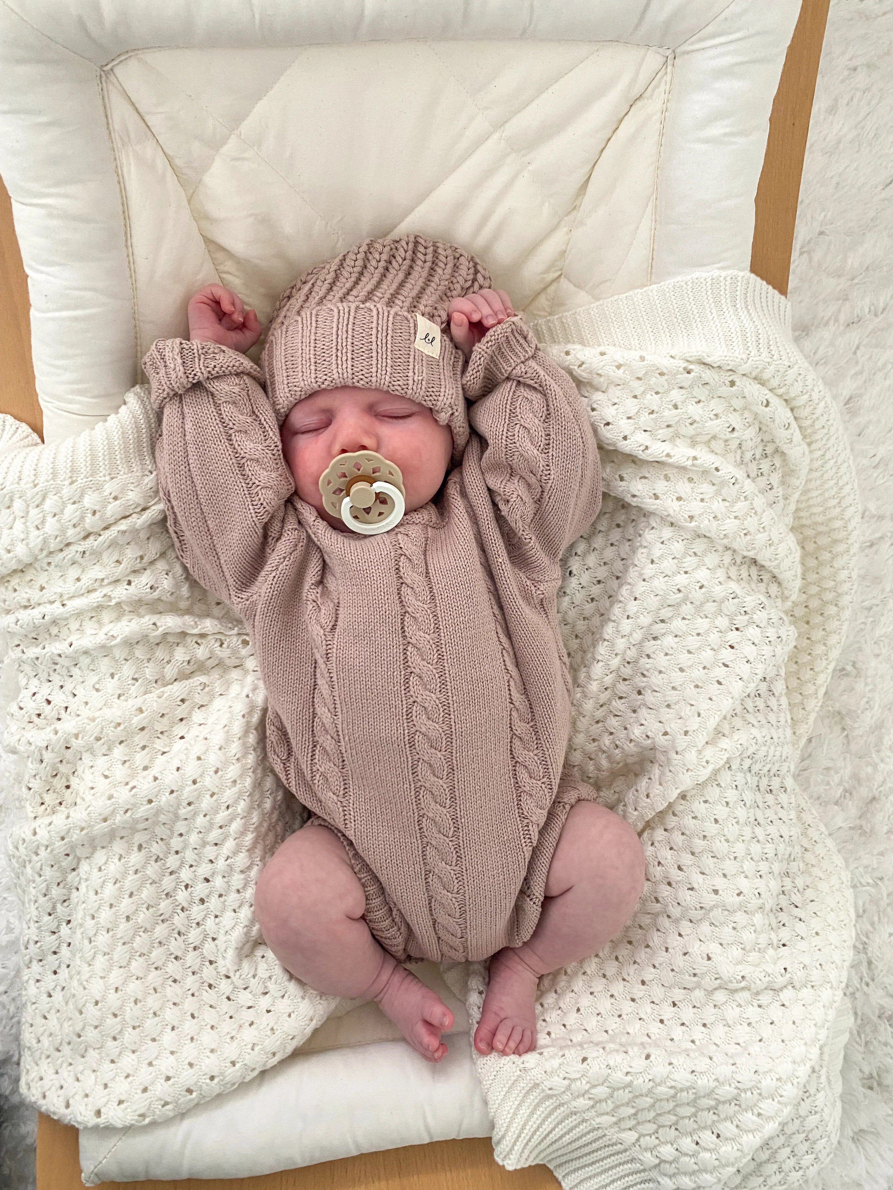 Cable Knit Romper - Dusty Petal 18-24m / Dusty Petal | Luna + Luca