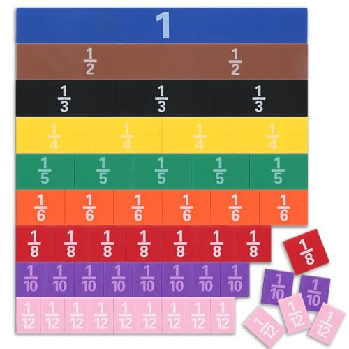 51 Pcs Magnetic Fraction Strips Montessori Math Manipulatives Magnetic Fraction Tiles for Math Learning Resources Educational Tool for in 3rd to 5th Elementary Curriculum | Amazon (US)