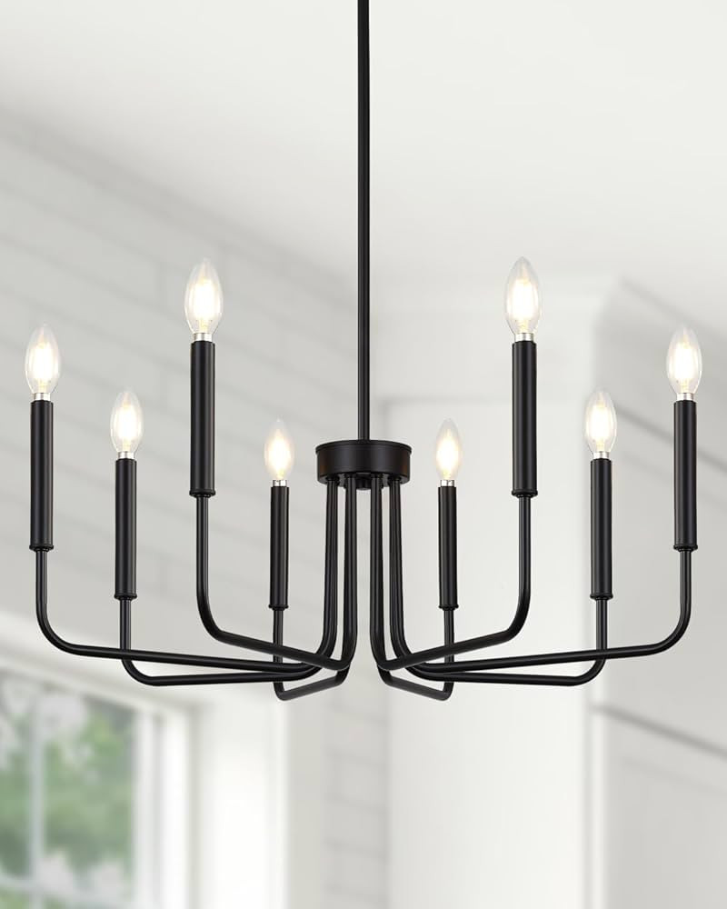Yunnix 8 Light Black Chandelier for Dining Room Light Fixture, Modern Farmhouse Chandelier Candle... | Amazon (US)