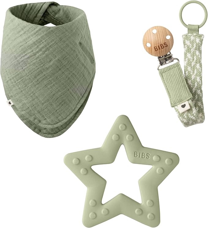 Bibs My First 6 Months Gift Set | Includes Cloth, Pacifier Clip and Bitie Teether | Ivory | Amazon (US)