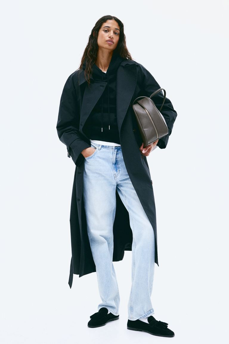 Double Breasted Trench Coat - Black - Ladies | H&M AU | H&M (AU)