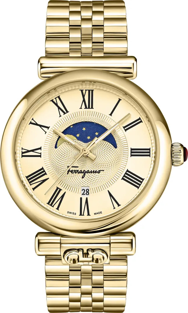 FERRAGAMO Ora Moonphase Bracelet Watch, 40mm | Nordstrom | Nordstrom