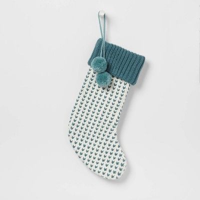 20" Chunky Knit Christmas Holiday Stocking with Pom Poms - Wondershop™ | Target