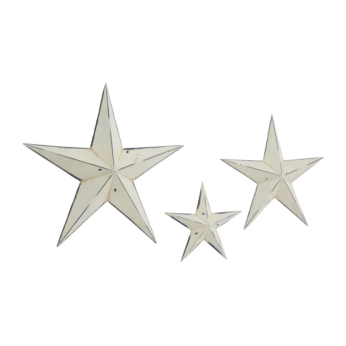 Set of 3 Metal 24" Rustic Stars Wall Décor Cream - Olivia & May | Target