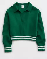 OFFLINE By Aerie Cloud Fleece Polo Sweatshirt | Aerie