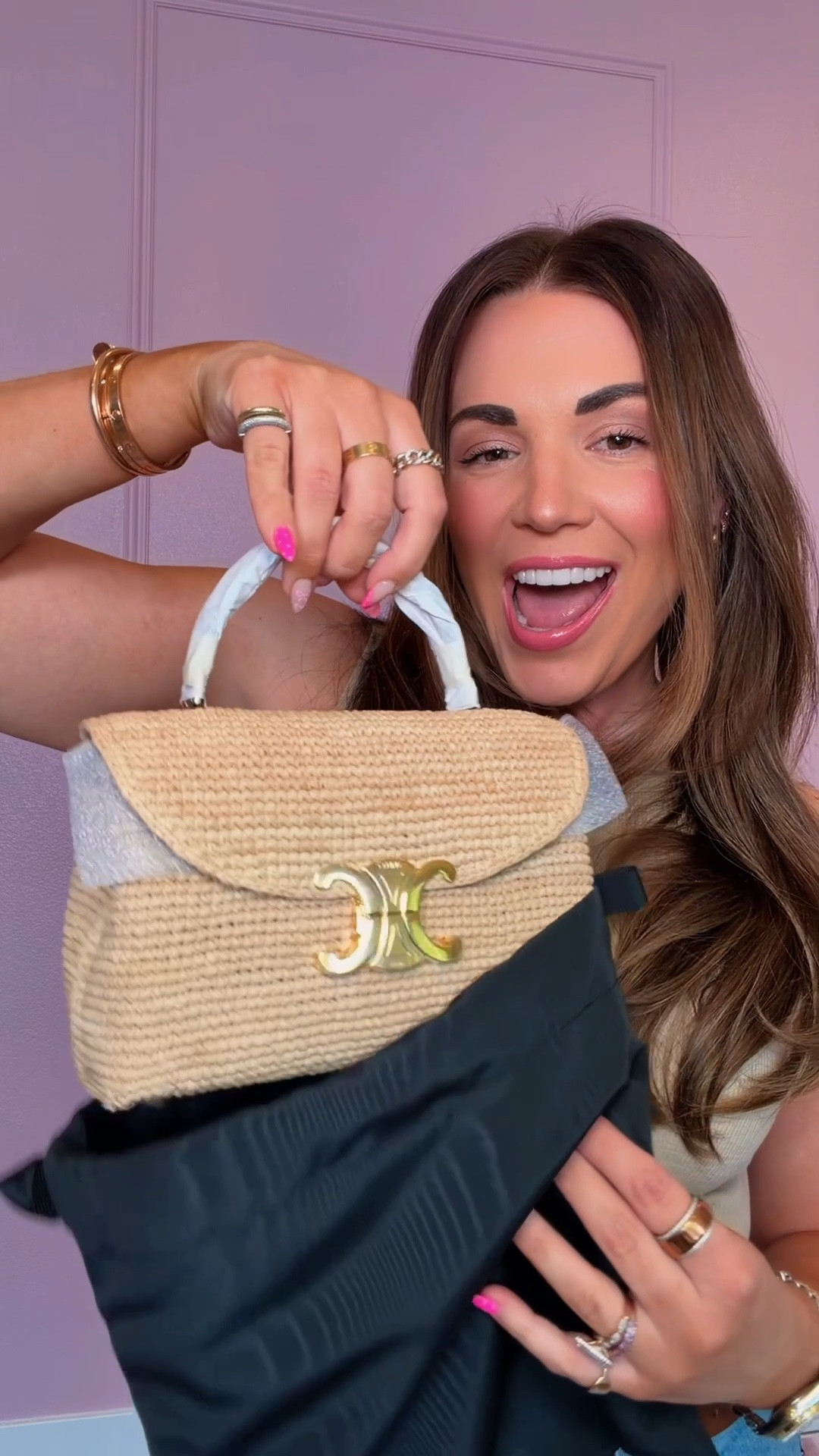 curvy midsize spring outfit! wearing size large in henley tank and 30 in denim shorts. my raffia bag is Celine and from Nordstrom! 

#LTKMidsize #LTKSeasonal