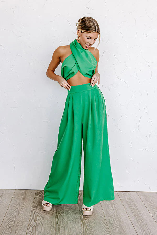Nearly Famous High Waist Pants In Green | Impressions Online Boutique